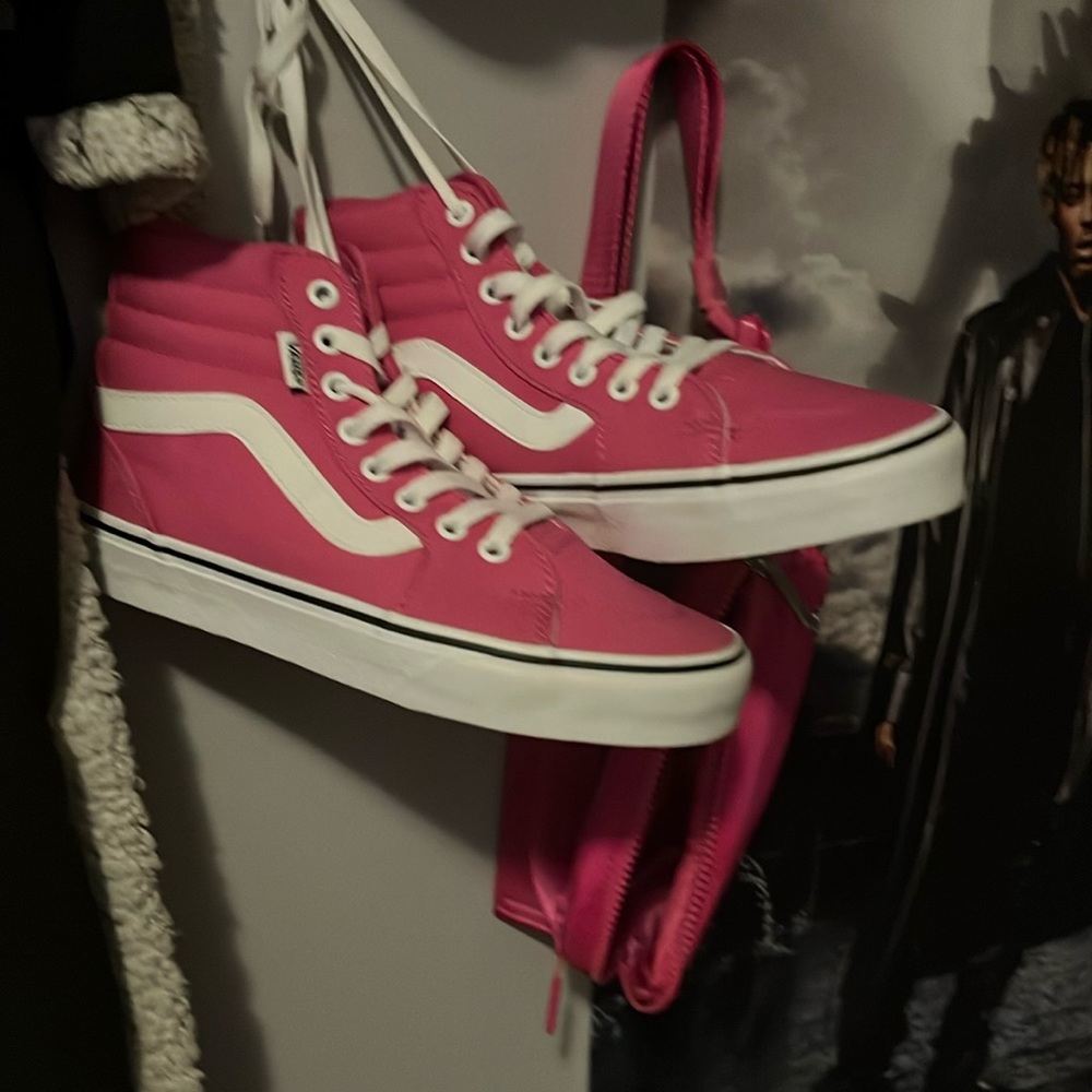 Pink and white vans